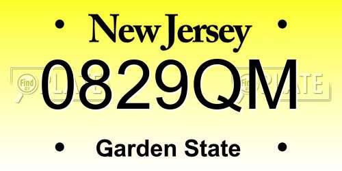 0829QM New Jersey License Plate