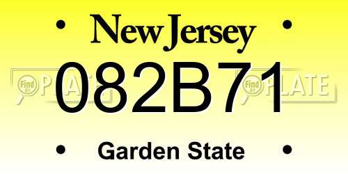 082B71 New Jersey License Plate