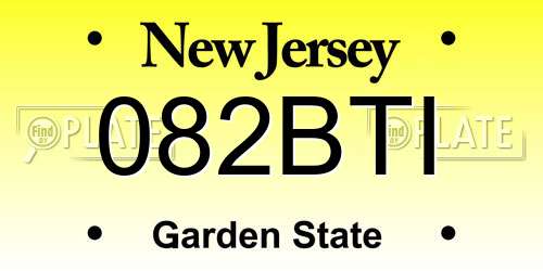 082BTI New Jersey License Plate