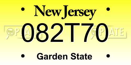 082T70 New Jersey License Plate