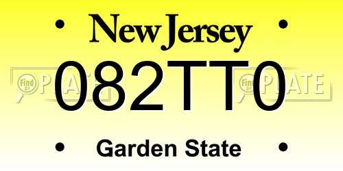082TT0 New Jersey License Plate