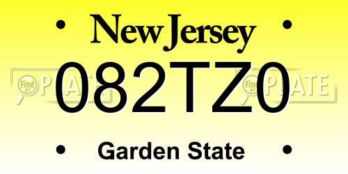 082TZ0 New Jersey License Plate