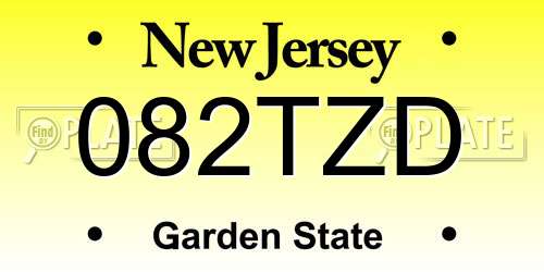 082TZD New Jersey License Plate