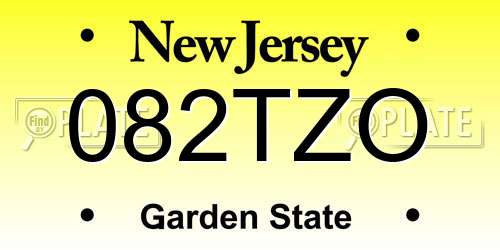 082TZO New Jersey License Plate