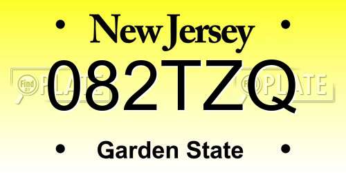 082TZQ New Jersey License Plate