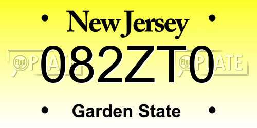 082ZT0 New Jersey License Plate