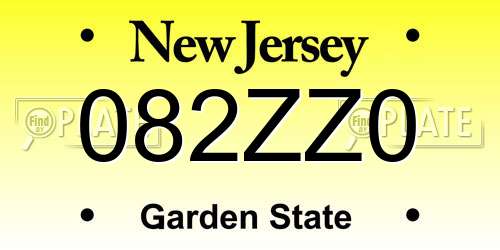 082ZZ0 New Jersey License Plate