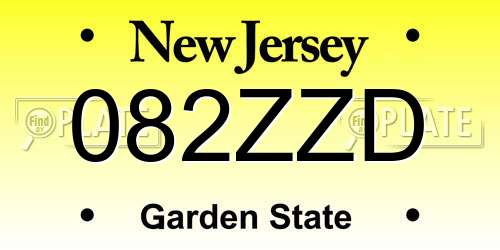 082ZZD New Jersey License Plate