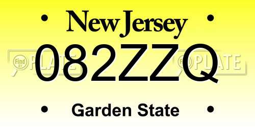 082ZZQ New Jersey License Plate
