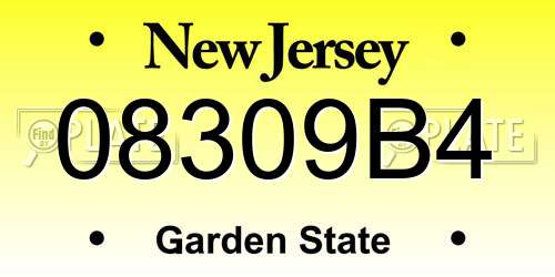 08309B4 New Jersey License Plate