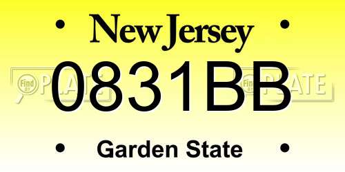 0831BB New Jersey License Plate