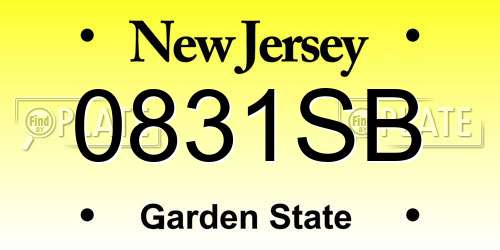 0831SB New Jersey License Plate