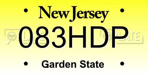 083HDP New Jersey License Plate
