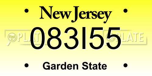 083I55 New Jersey License Plate