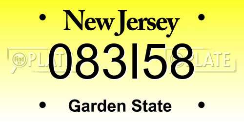 083I58 New Jersey License Plate