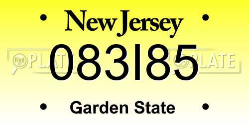 083I85 New Jersey License Plate