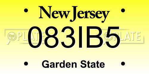 083IB5 New Jersey License Plate
