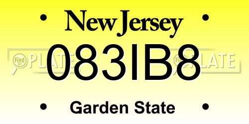 083IB8 New Jersey License Plate