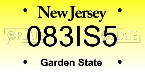 083IS5 New Jersey License Plate