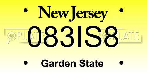 083IS8 New Jersey License Plate