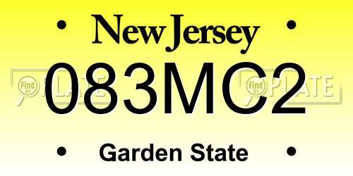 083MC2 New Jersey License Plate