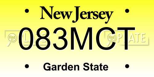 083MCT New Jersey License Plate