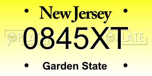 0845XT New Jersey License Plate