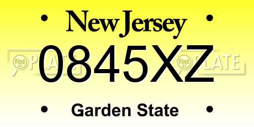 0845XZ New Jersey License Plate