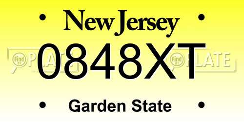 0848XT New Jersey License Plate