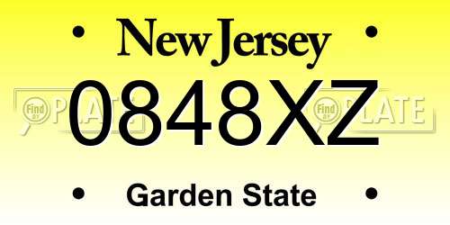 0848XZ New Jersey License Plate