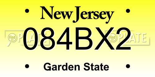 084BX2 New Jersey License Plate