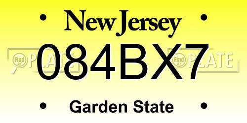 084BX7 New Jersey License Plate