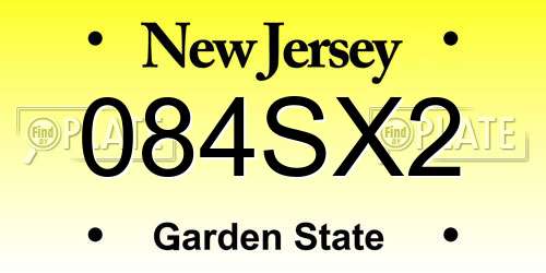 084SX2 New Jersey License Plate