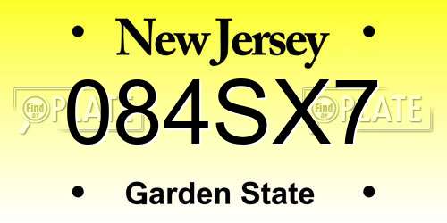 084SX7 New Jersey License Plate