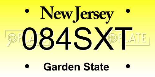 084SXT New Jersey License Plate