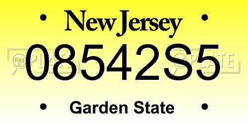 08542S5 New Jersey License Plate