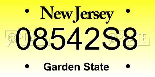 08542S8 New Jersey License Plate