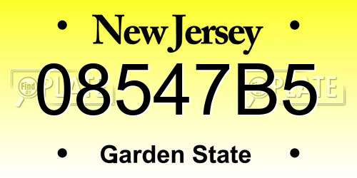08547B5 New Jersey License Plate