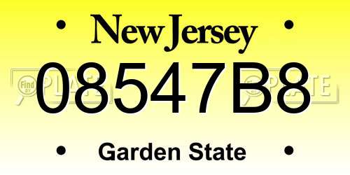 08547B8 New Jersey License Plate