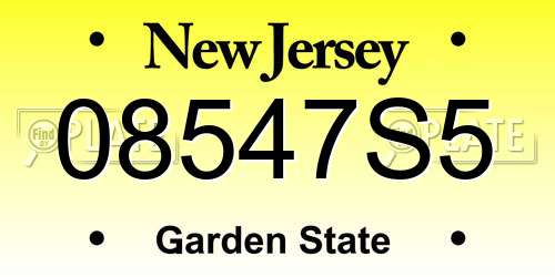 08547S5 New Jersey License Plate