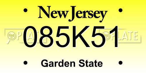 085K51 New Jersey License Plate