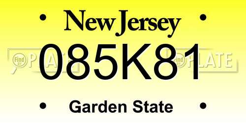 085K81 New Jersey License Plate