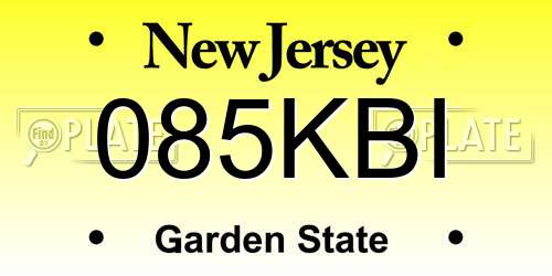 085KBI New Jersey License Plate