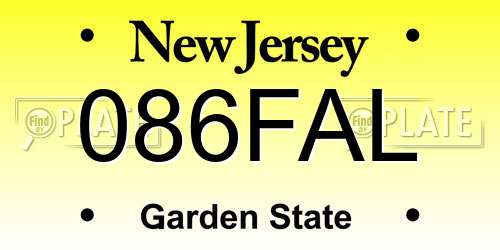 086FAL New Jersey License Plate