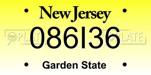 086I36 New Jersey License Plate