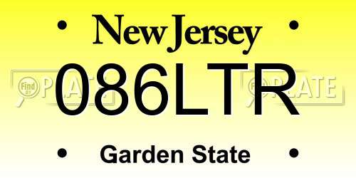 086LTR New Jersey License Plate