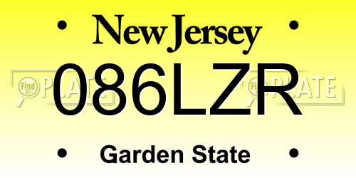 086LZR New Jersey License Plate