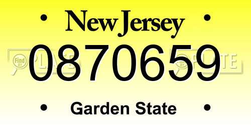 0870659 New Jersey License Plate