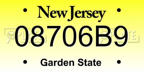 08706B9 New Jersey License Plate