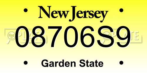 08706S9 New Jersey License Plate
